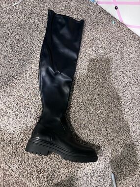 MICHAEL Michael Kors Black Over-the-Knee Lug-Sole Boots
